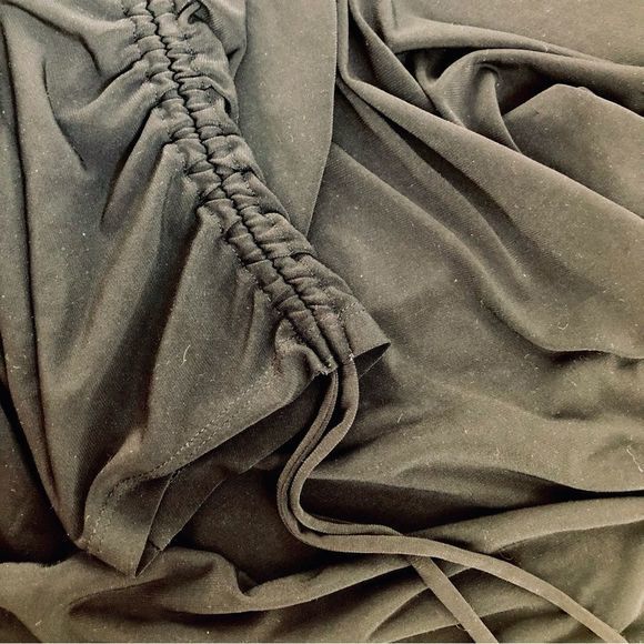 Michael Kors‎ gold link strap black blouse tie sleeve woman’s size M - Picture 5 of 6